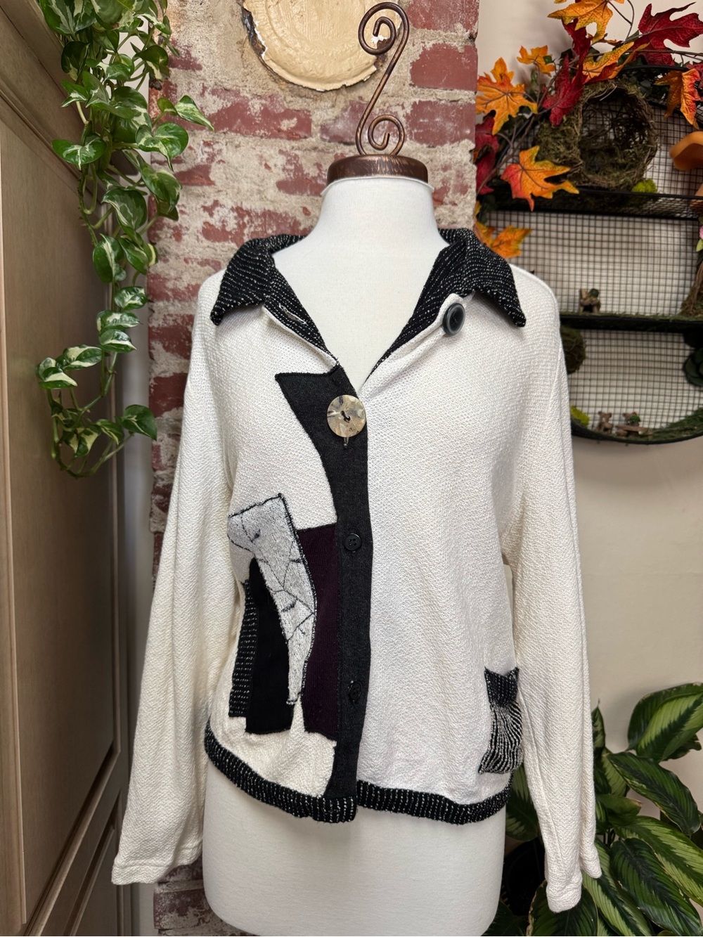 Rare Vintage 90s Whimsigoth Patchwork Eclectic Sweater L/XL
